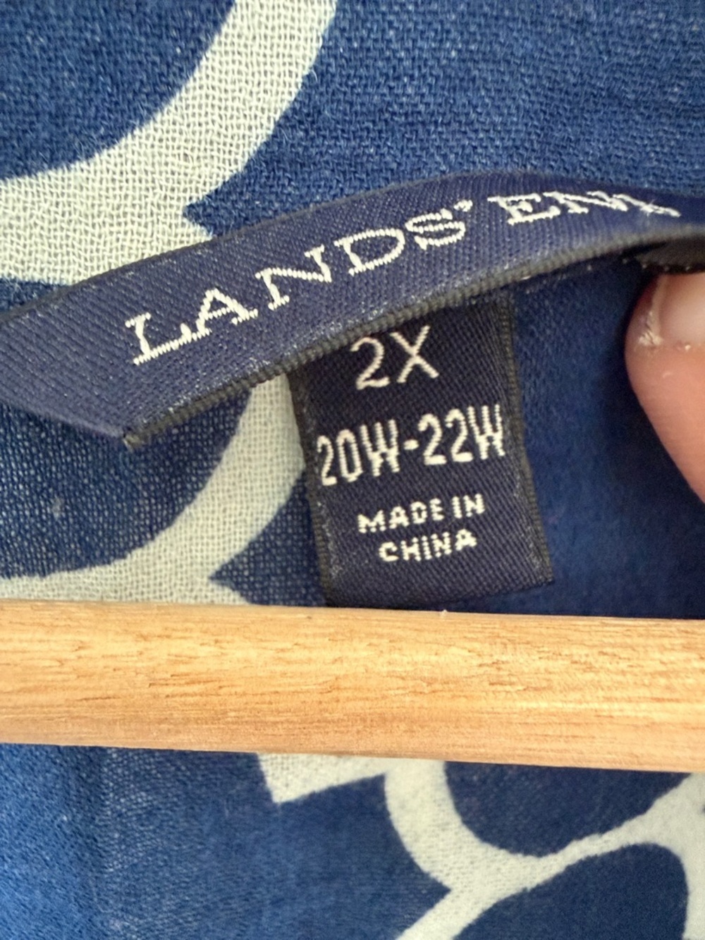 Lands' End Navy and White Patterned V-Neck Tunic swimsuit coverup - Picture 2 of 5